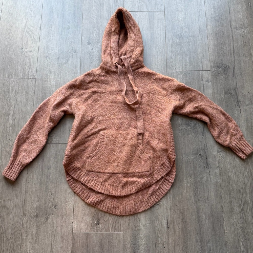 EUC Madewell Wilmington Hoodie Sweater - size XXS - pink/cream/orange